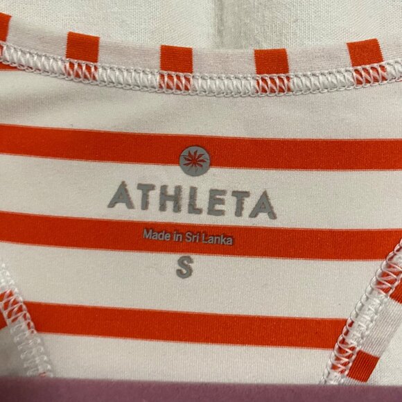 Athleta Chi Striped Racerback Orange/White Tank Top‎ Size S - Picture 3 of 8